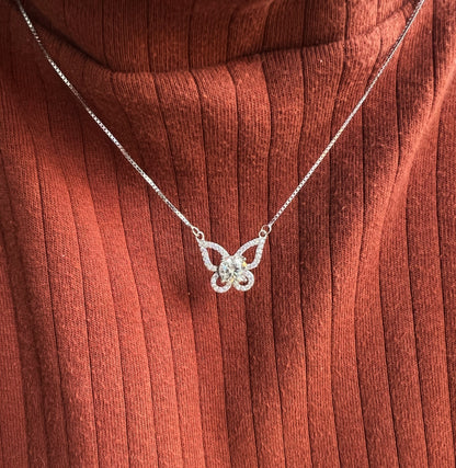 Butterfly Diamond Necklace in Moissanite