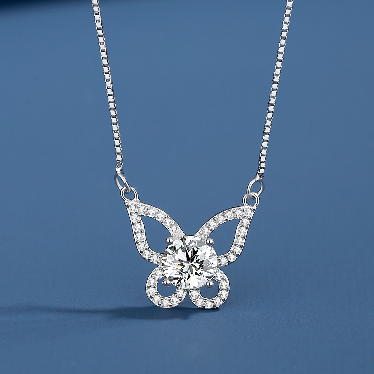 Butterfly Diamond Necklace in Moissanite