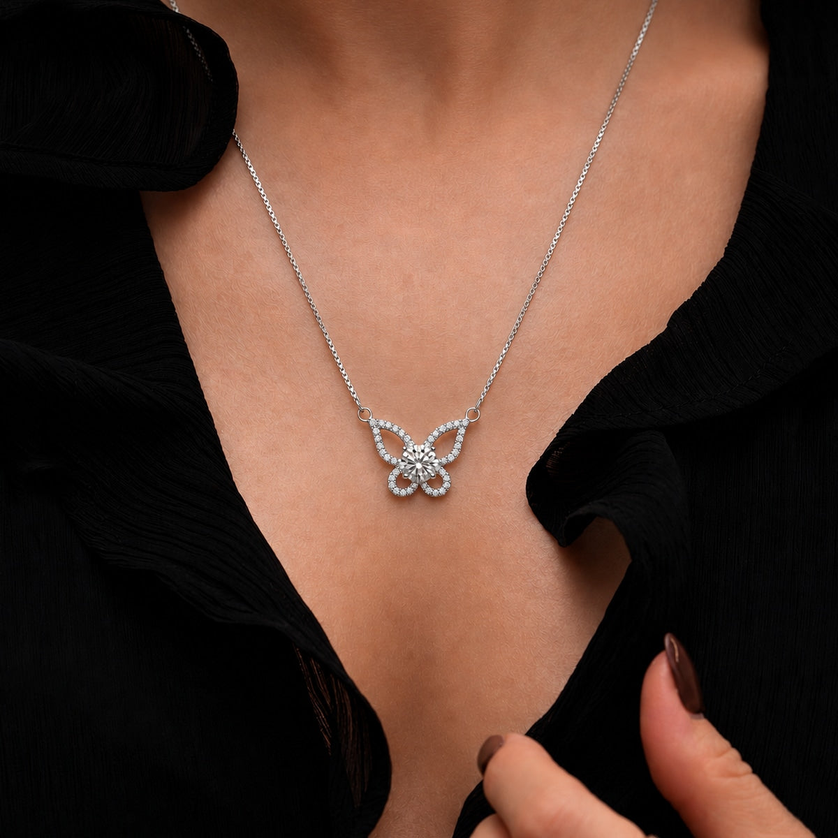 Butterfly Lab Grown Moissanite Necklace