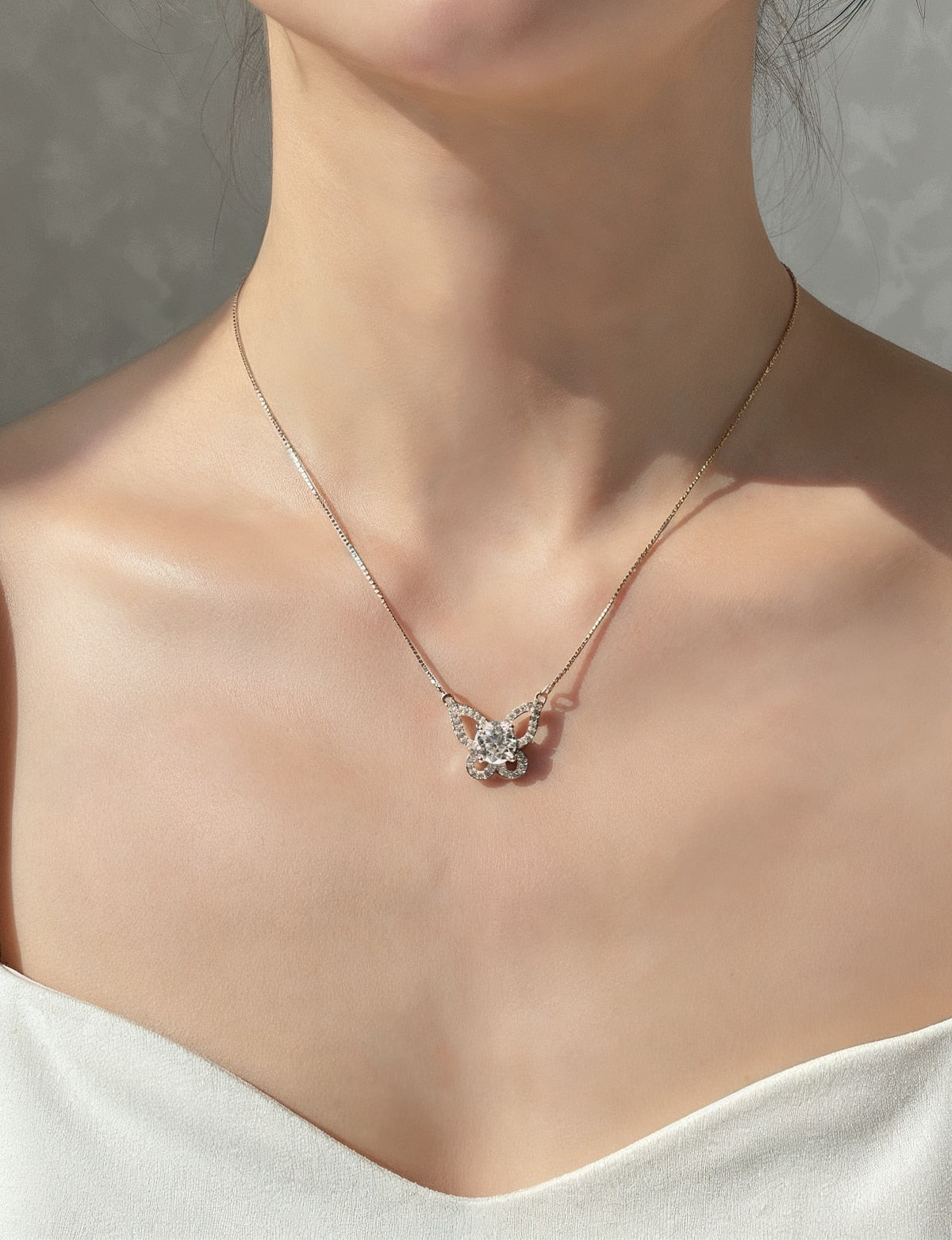 Butterfly Diamond Necklace in Moissanite