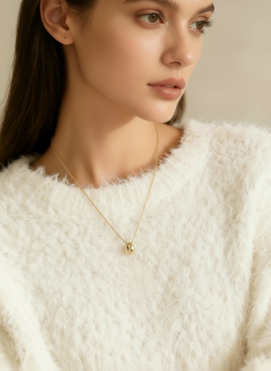 Mini Coffee Bean Necklace in Gold