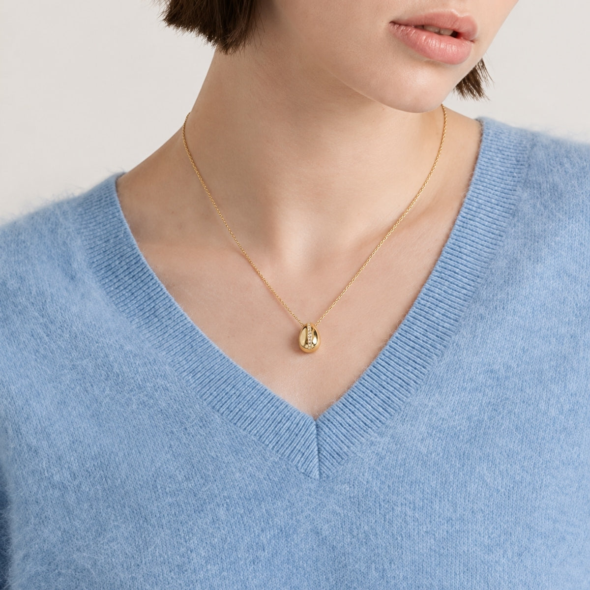 Mini Coffee Bean Necklace in Gold