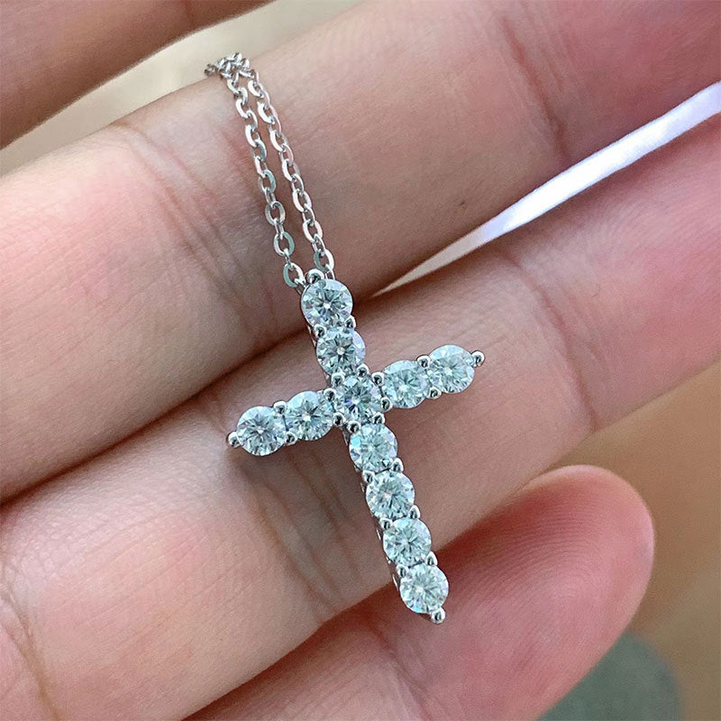 Cross Necklace in Moissanite