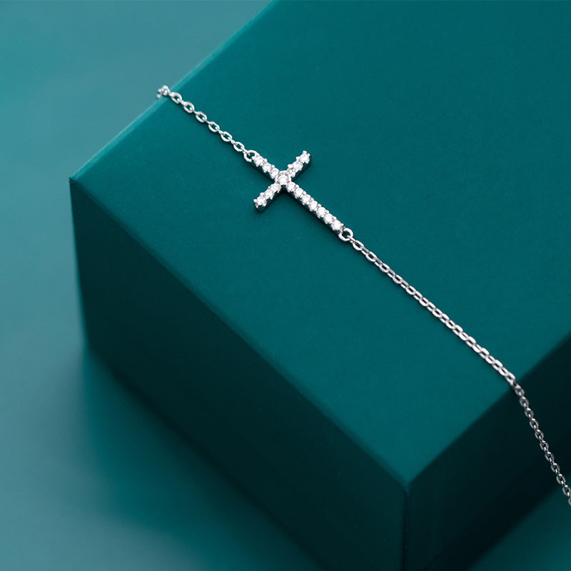 Mini Cross Bracelet Sterling Silver
