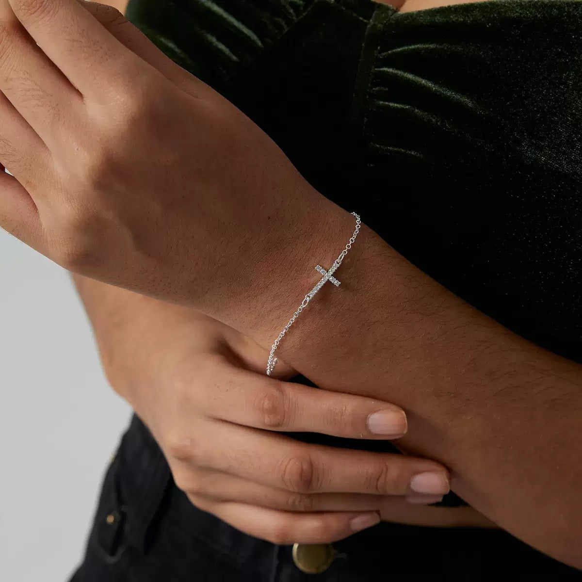 Mini Cross Bracelet Sterling Silver