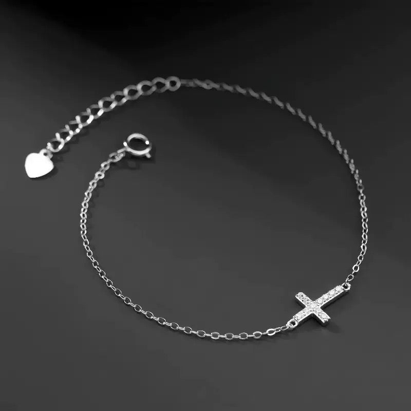 Mini Cross Bracelet Sterling Silver