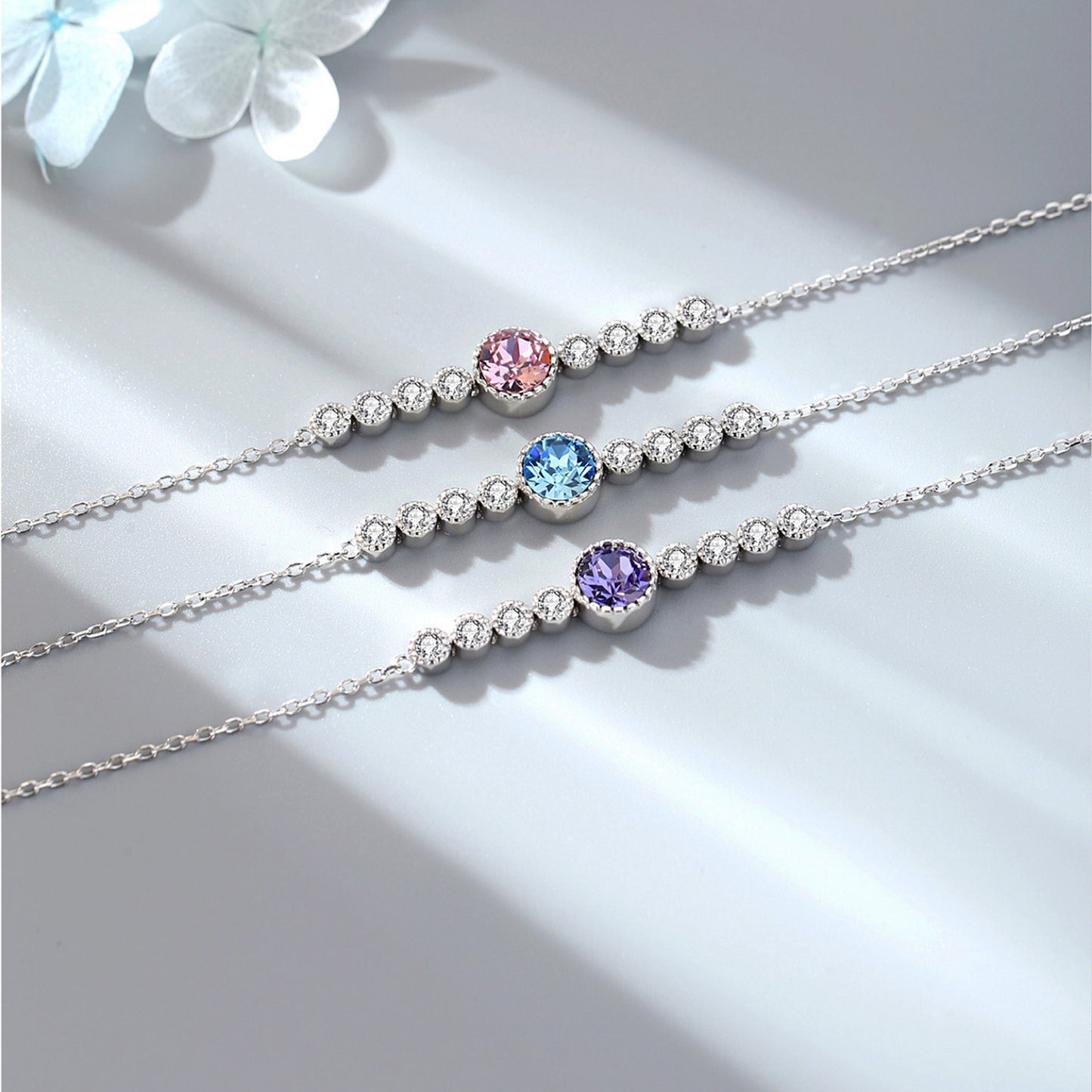 Sapphire Adjustable Bracelet in Crystal