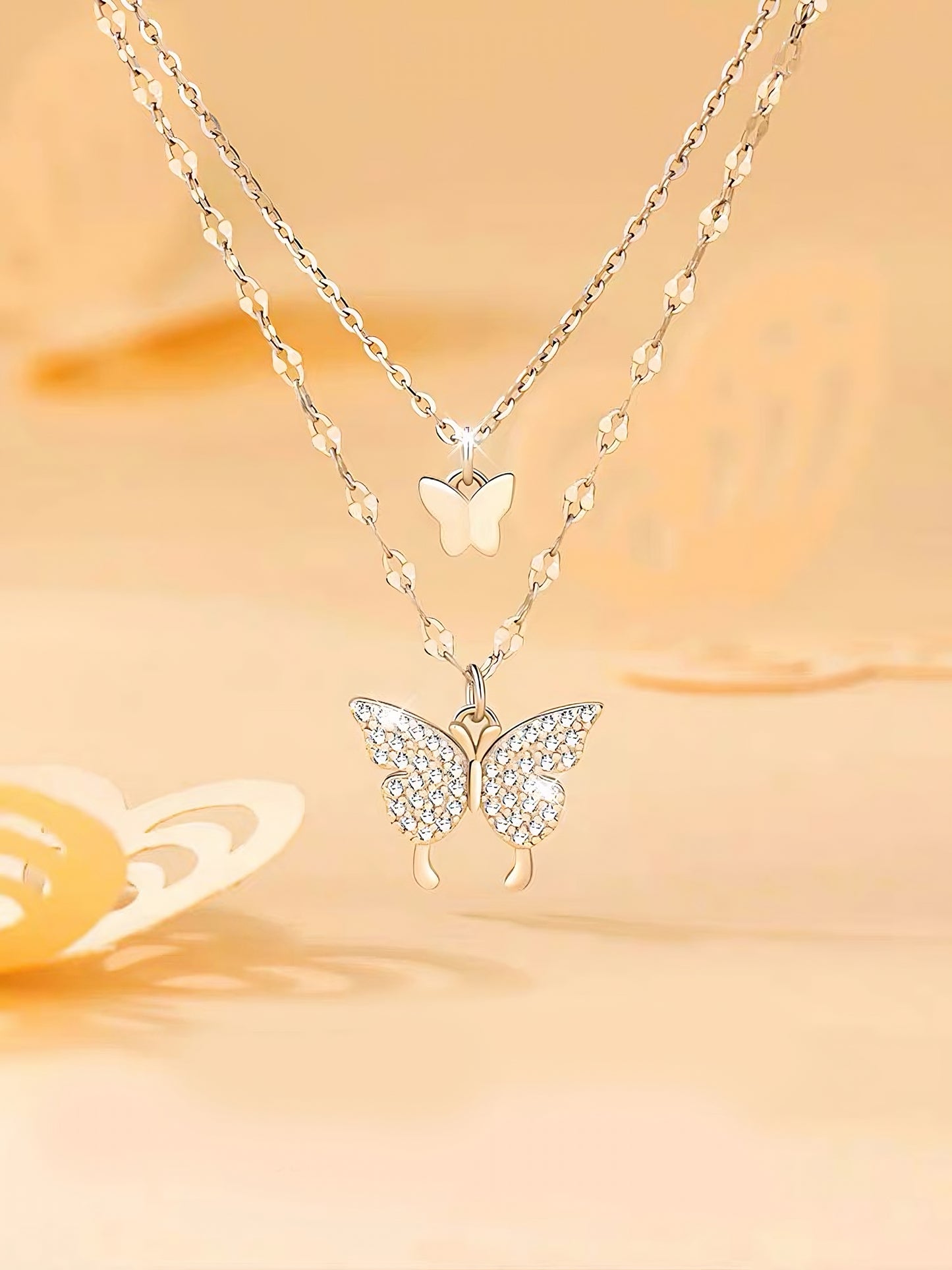 Dancing Butterfly Necklace Gold
