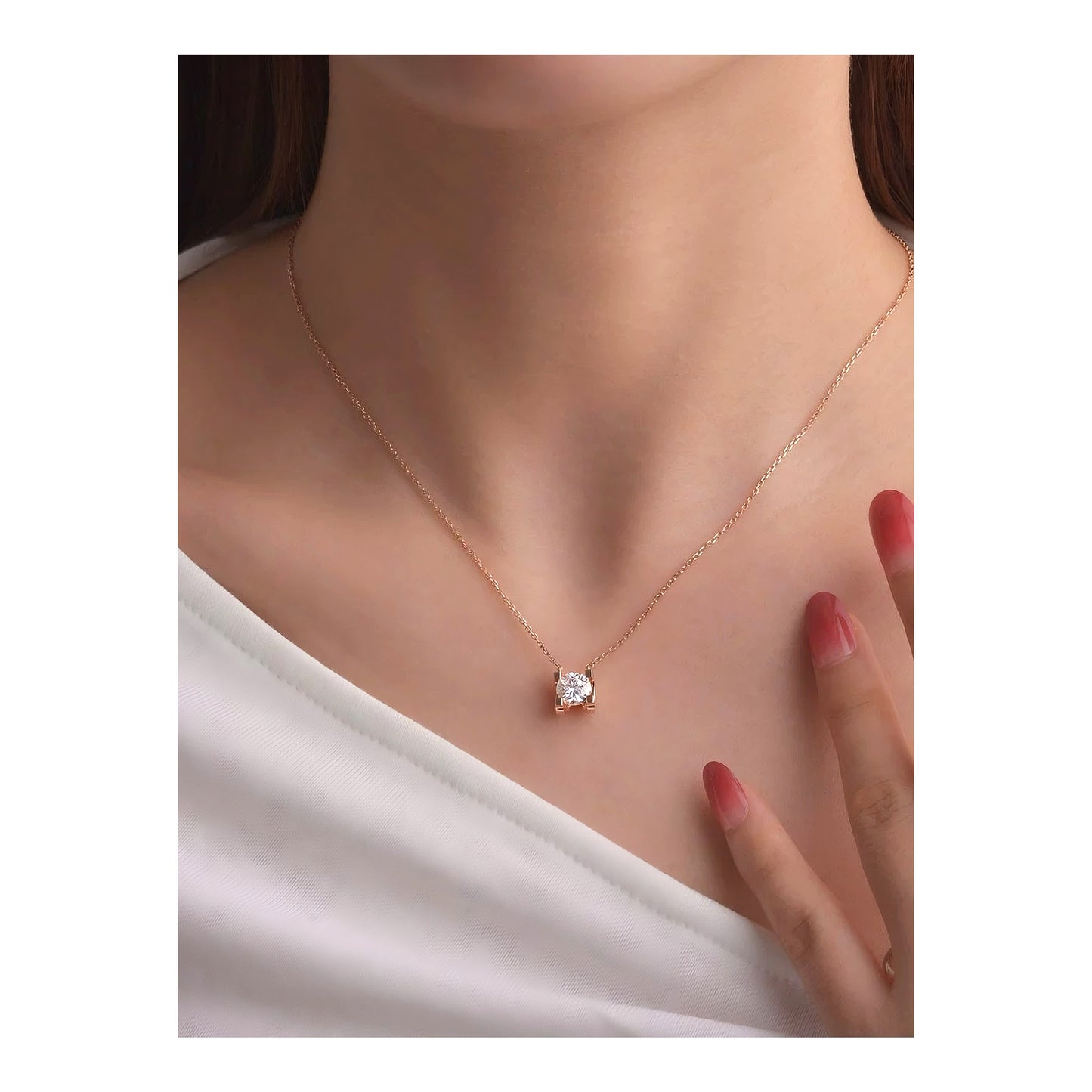 Celine Diamond Necklace in Rose Gold