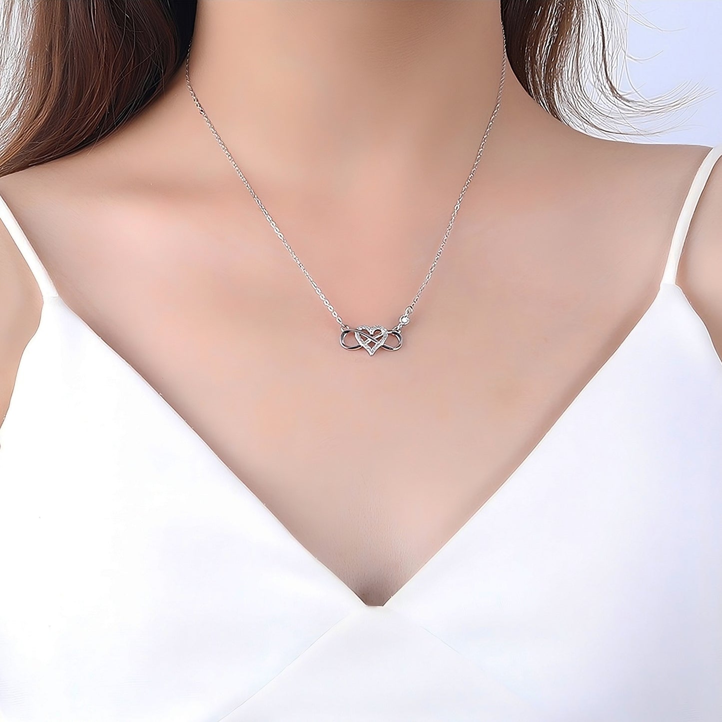 Olivia Infinity Necklace in White Gold