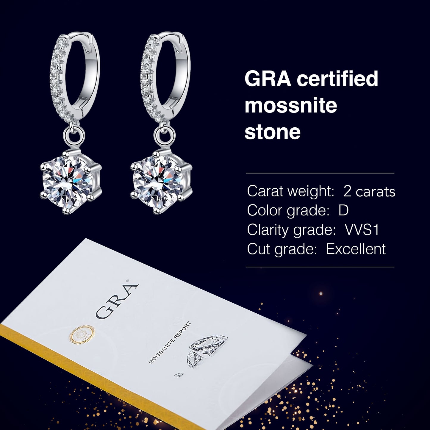 Elisa Diamond Earrings in 2ct Moissanite
