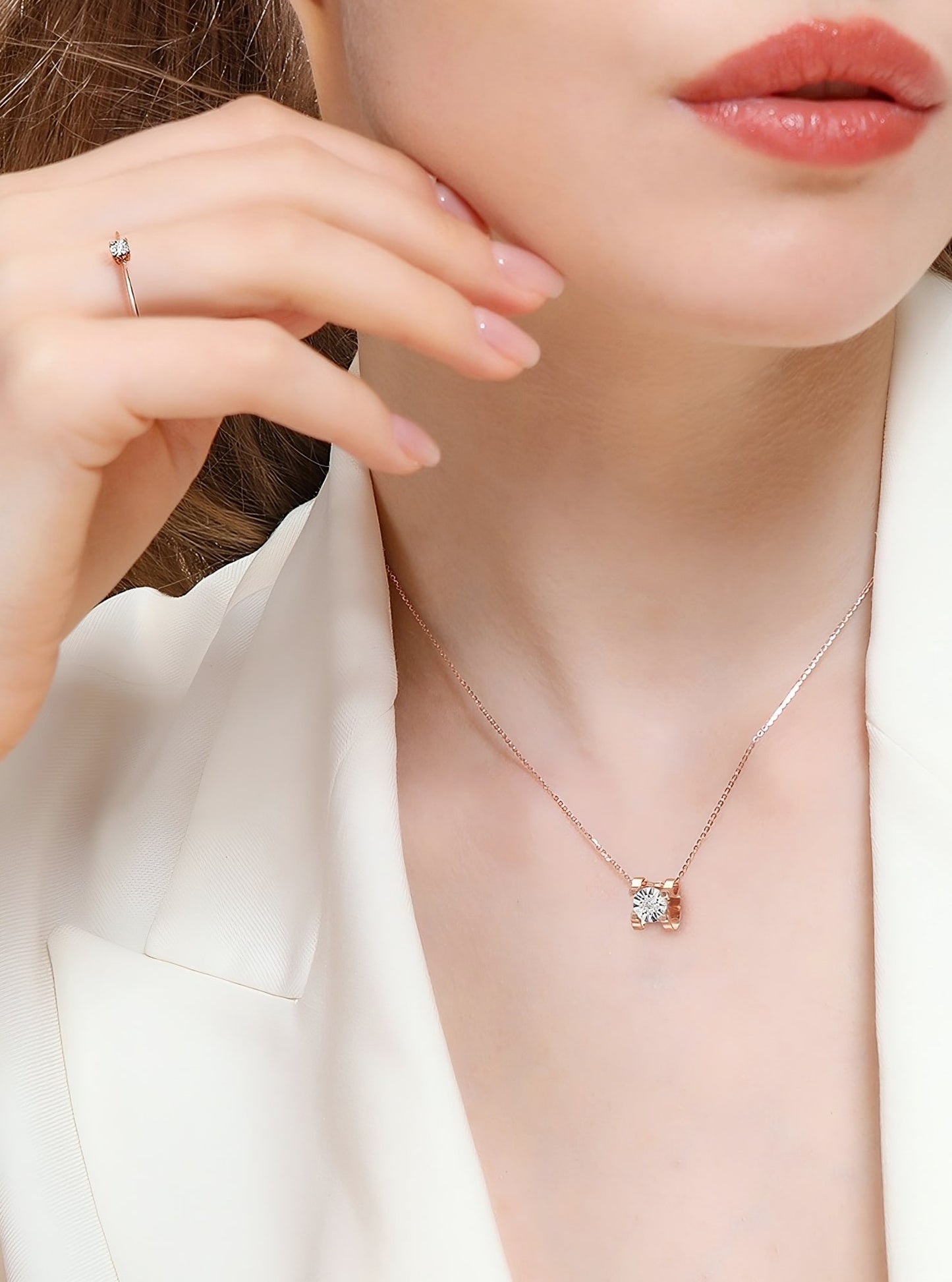 Celine Diamond Necklace in Rose Gold