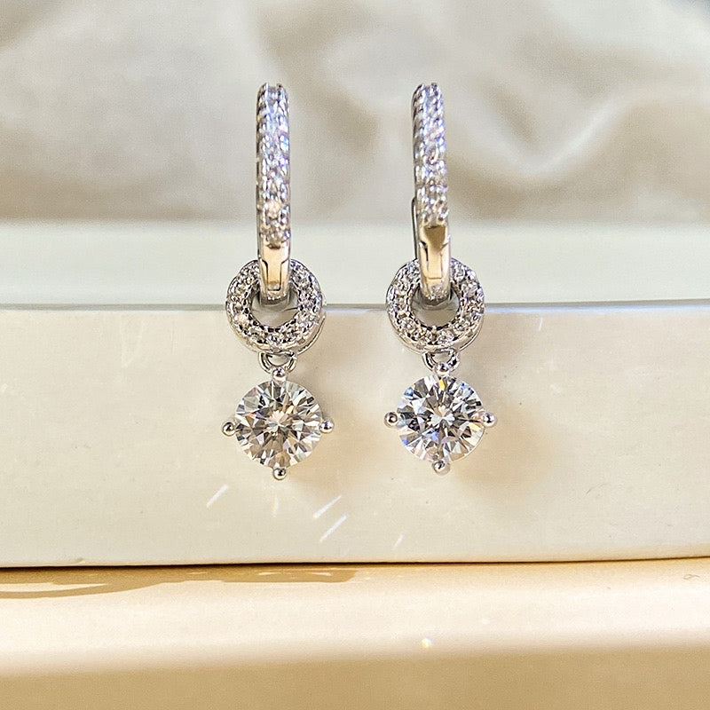 Chloe Diamond Earrings with Halo Diamond Drops