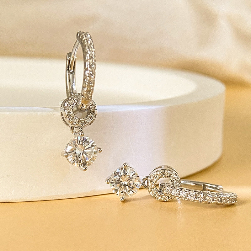 Chloe Diamond Earrings with Halo Diamond Drops