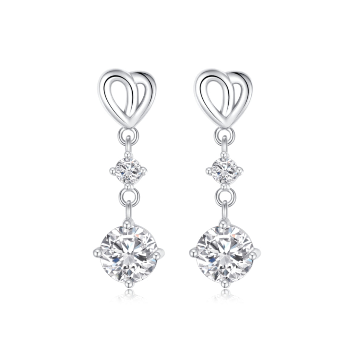 Heart Earrings in Lab Created Moissanite