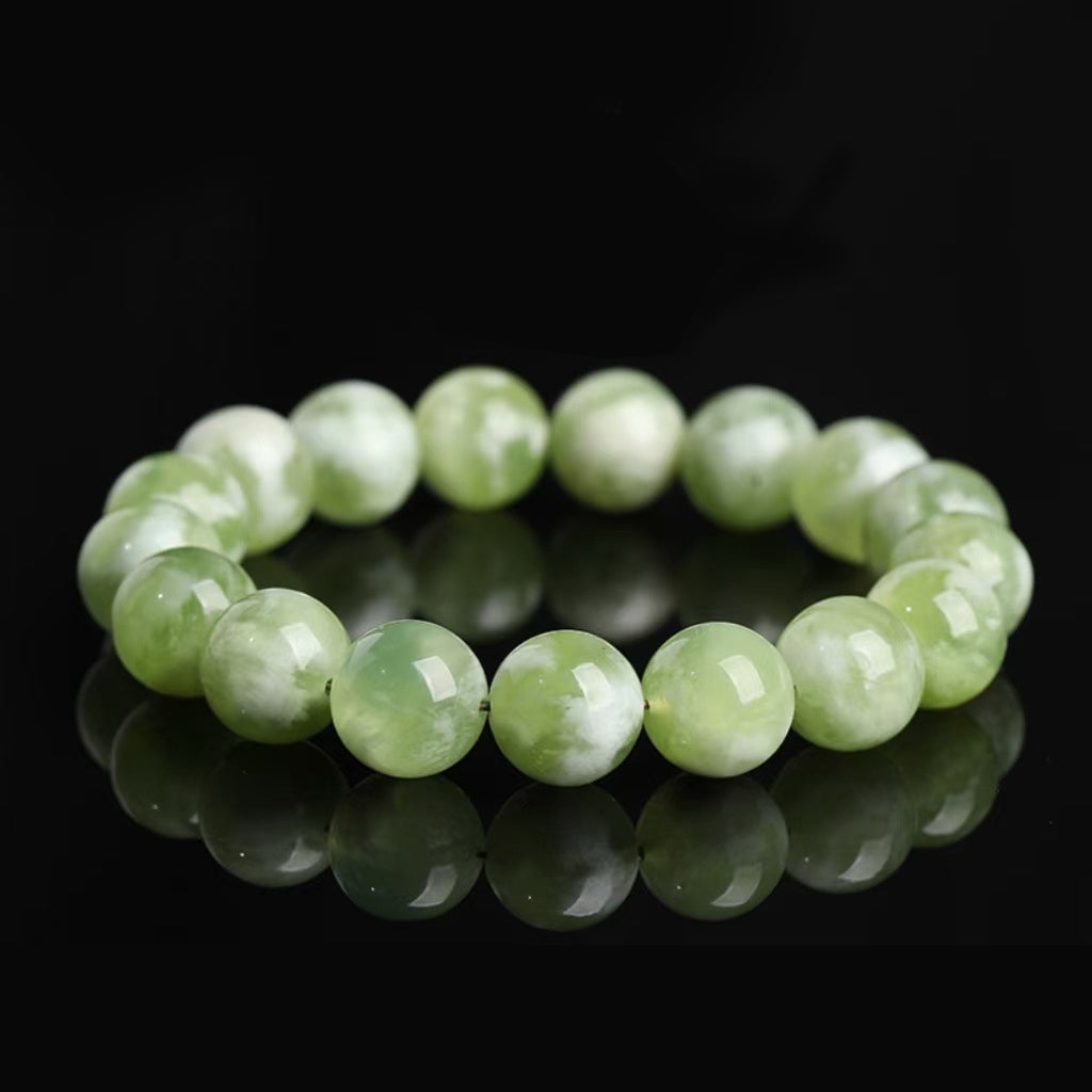 Natural Serpentine Jade Bracelet in Green Grape