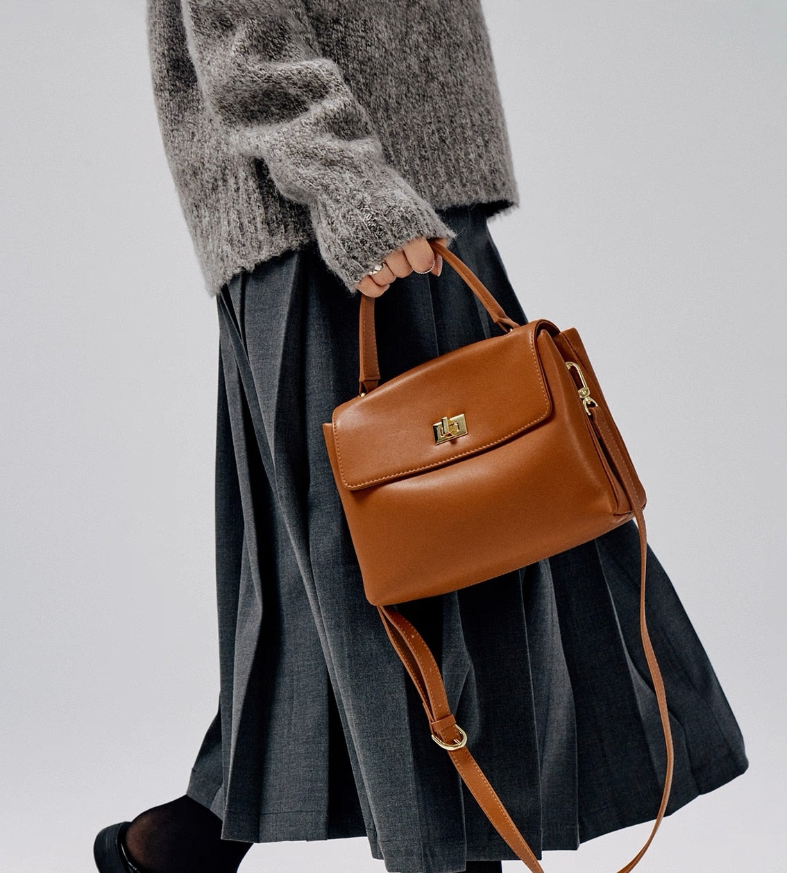 Sophia Satchel Leather Bag with Crossbody Strap