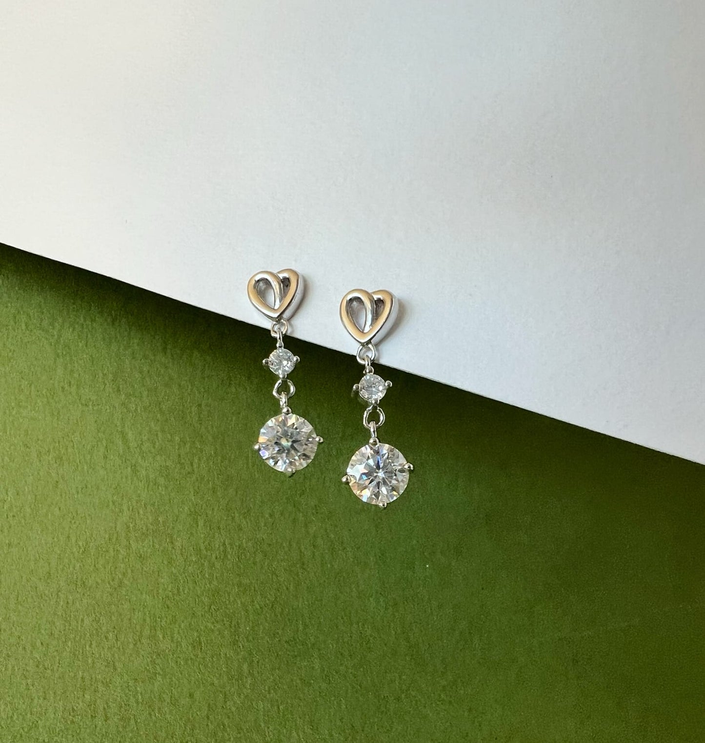 Heart Diamond Earrings in Moissanite