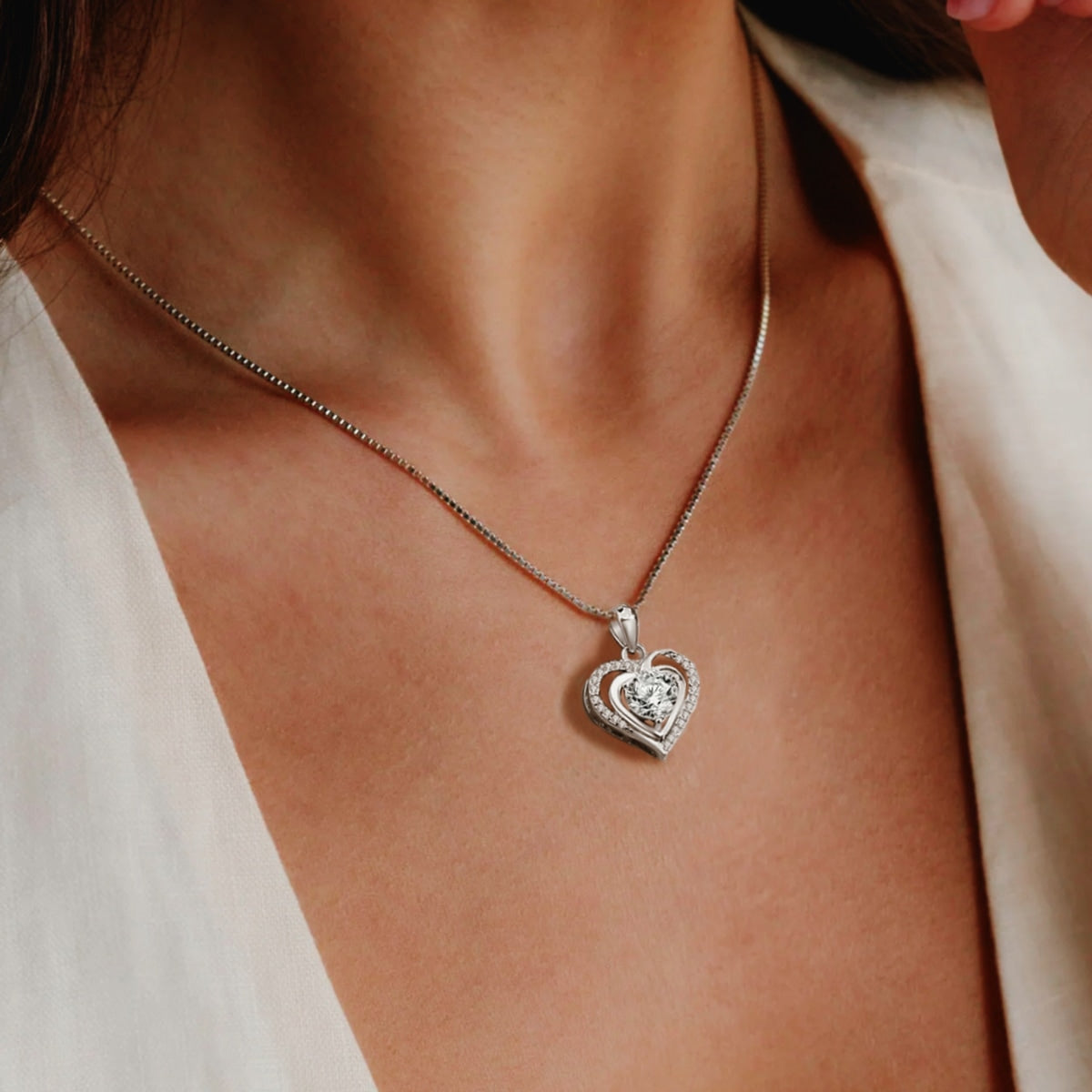 Brigitte Heart Necklace in Moissanite