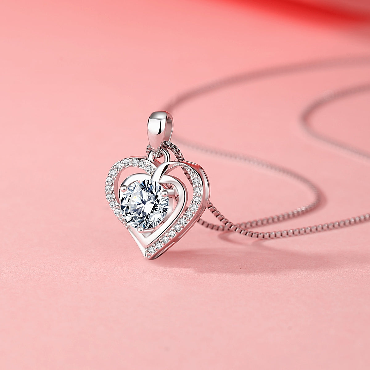 Brigitte Heart Necklace in Moissanite