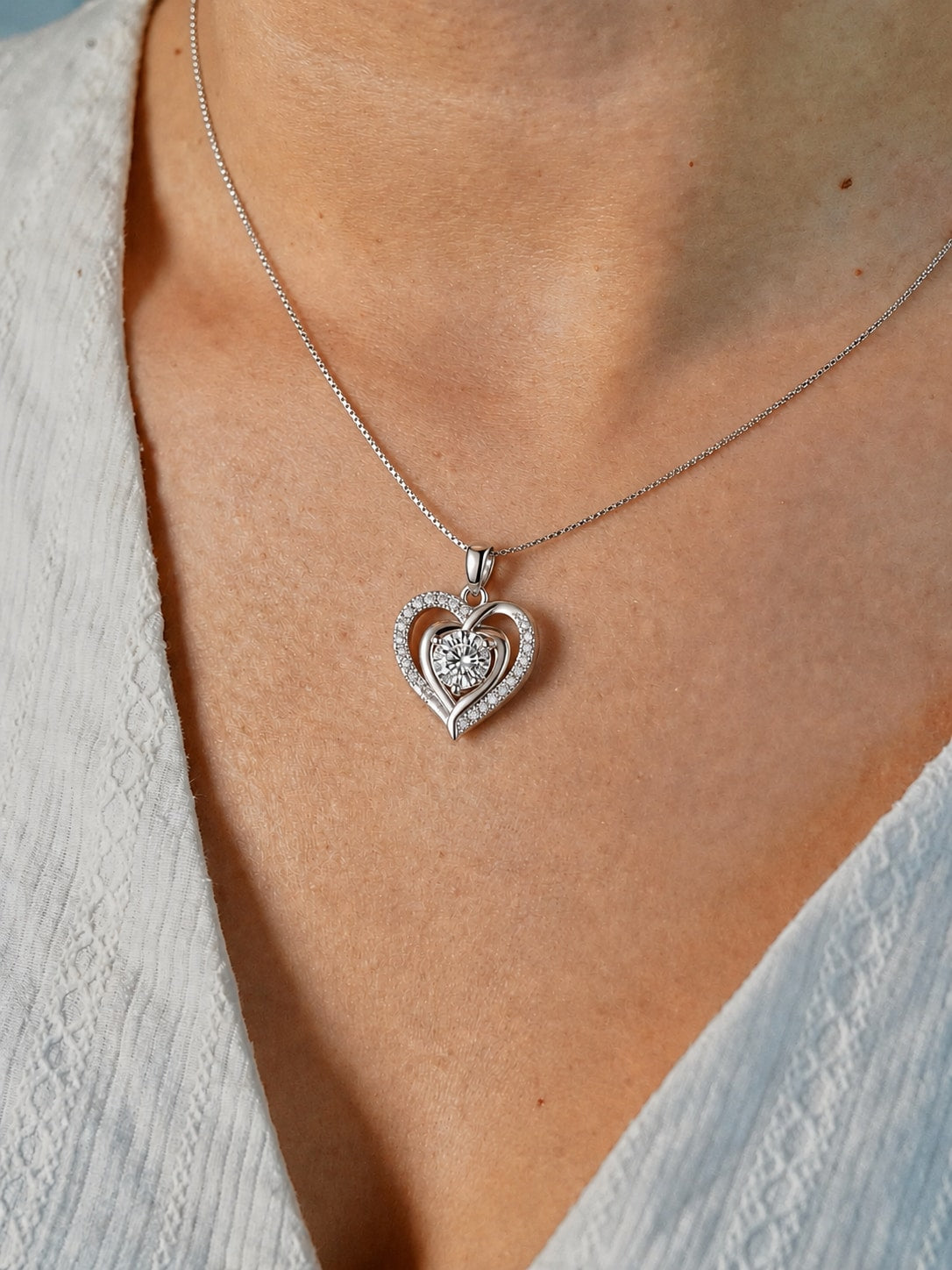 Brigitte 1ctw Lab Created Moissanite Heart Necklace
