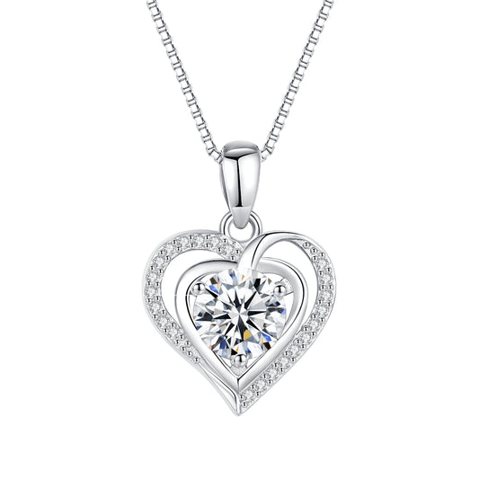Brigitte Heart Necklace in Moissanite