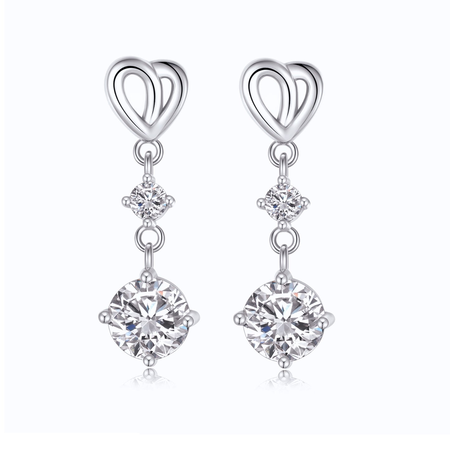 Heart Earrings in Lab Created Moissanite