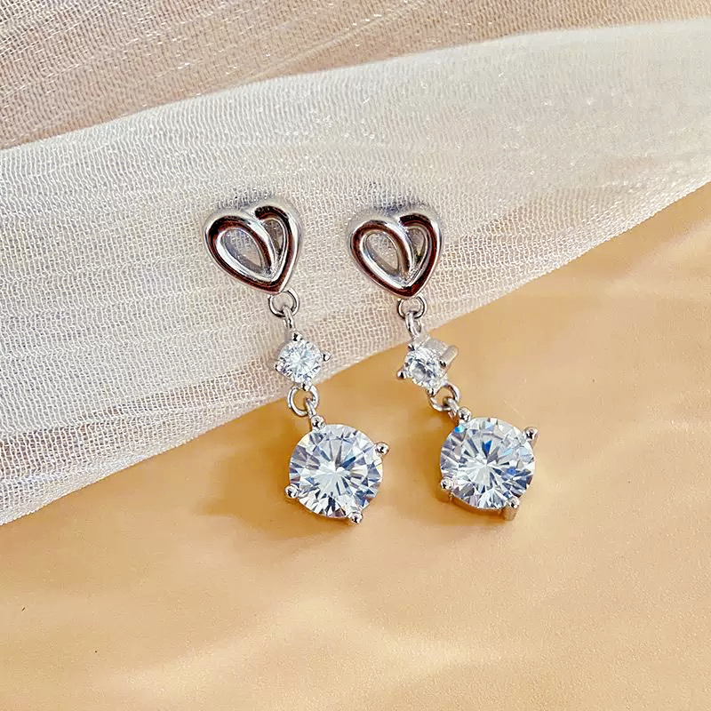 Heart Earrings in Lab Created Moissanite