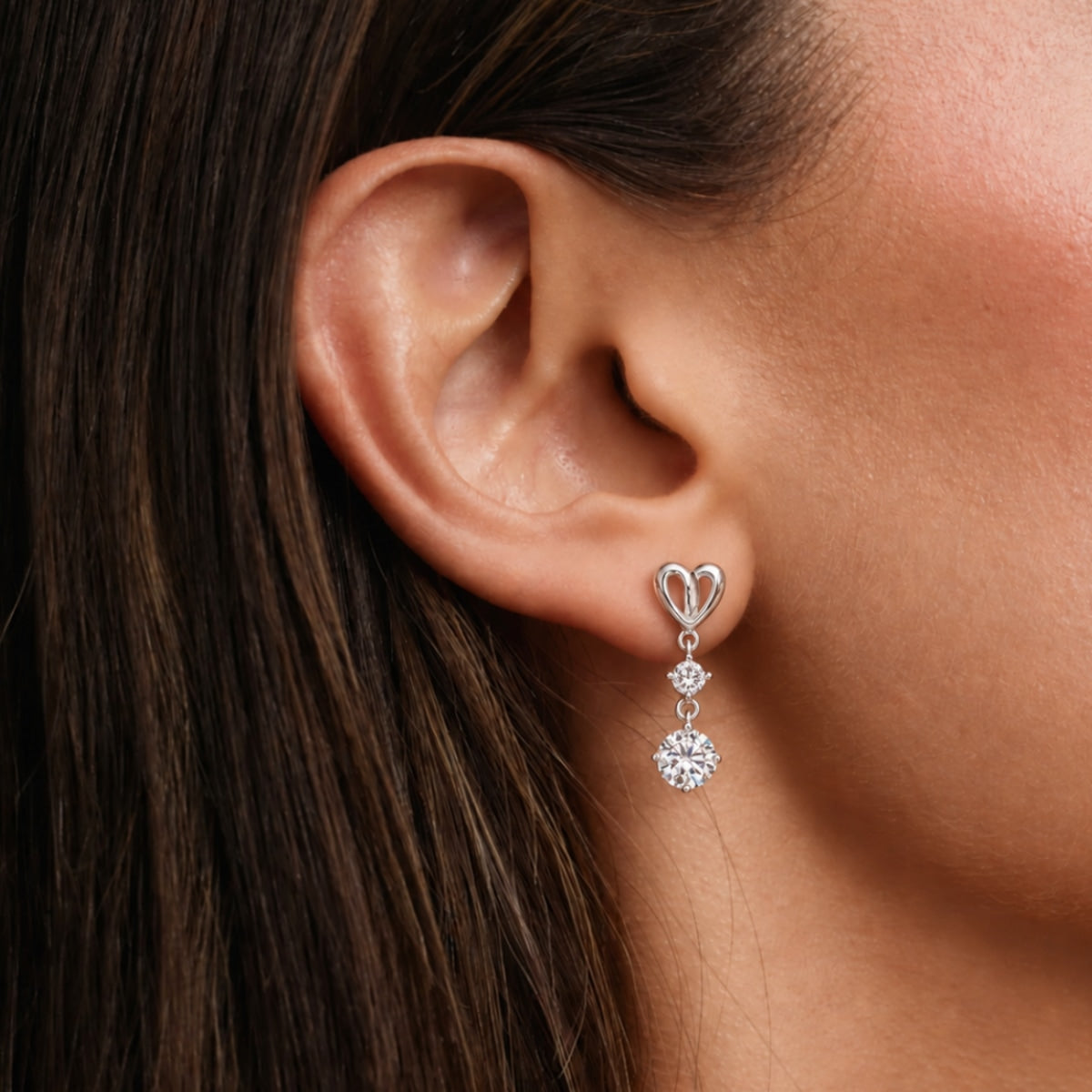 Heart Earrings in Lab Created Moissanite