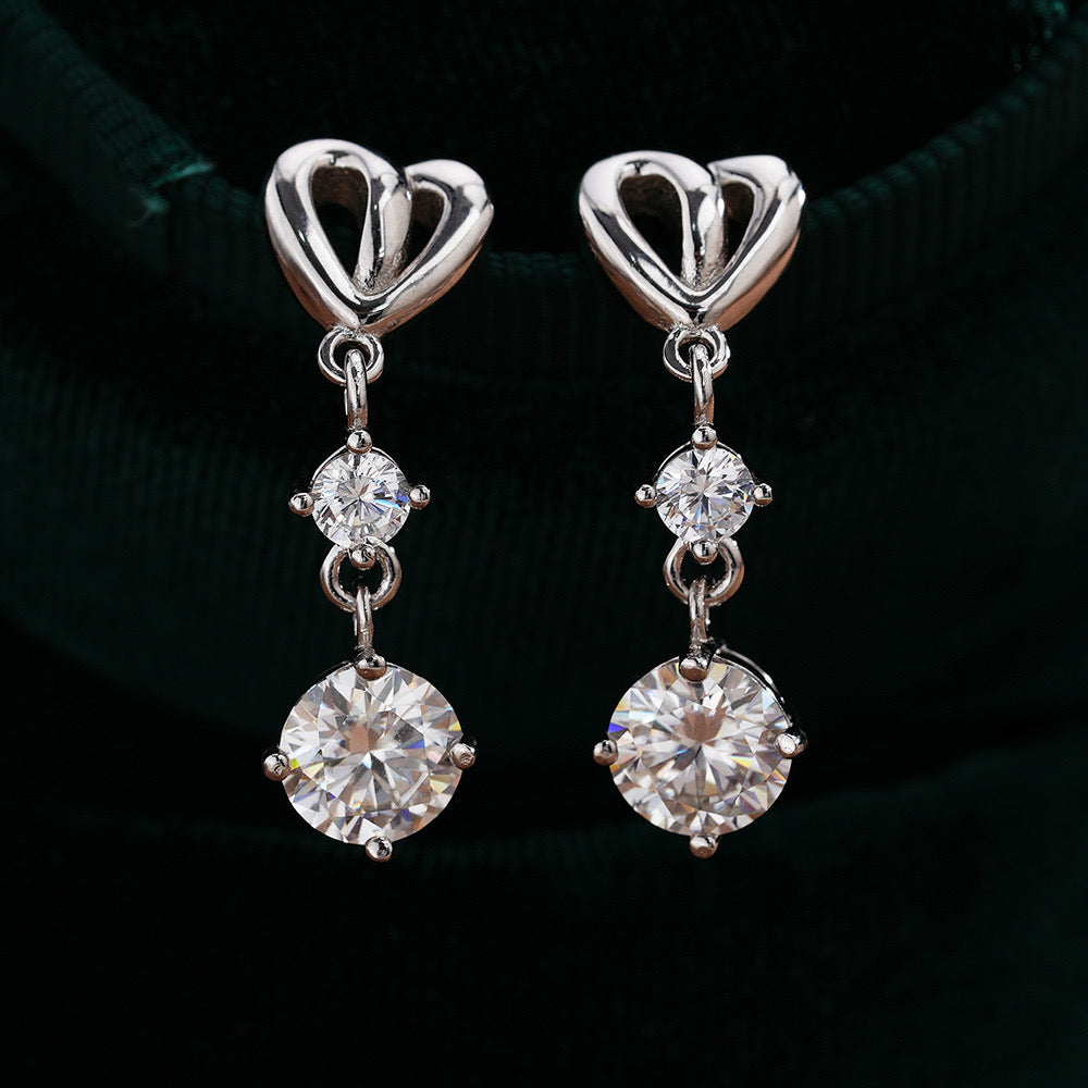 Heart Earrings in Lab Created Moissanite