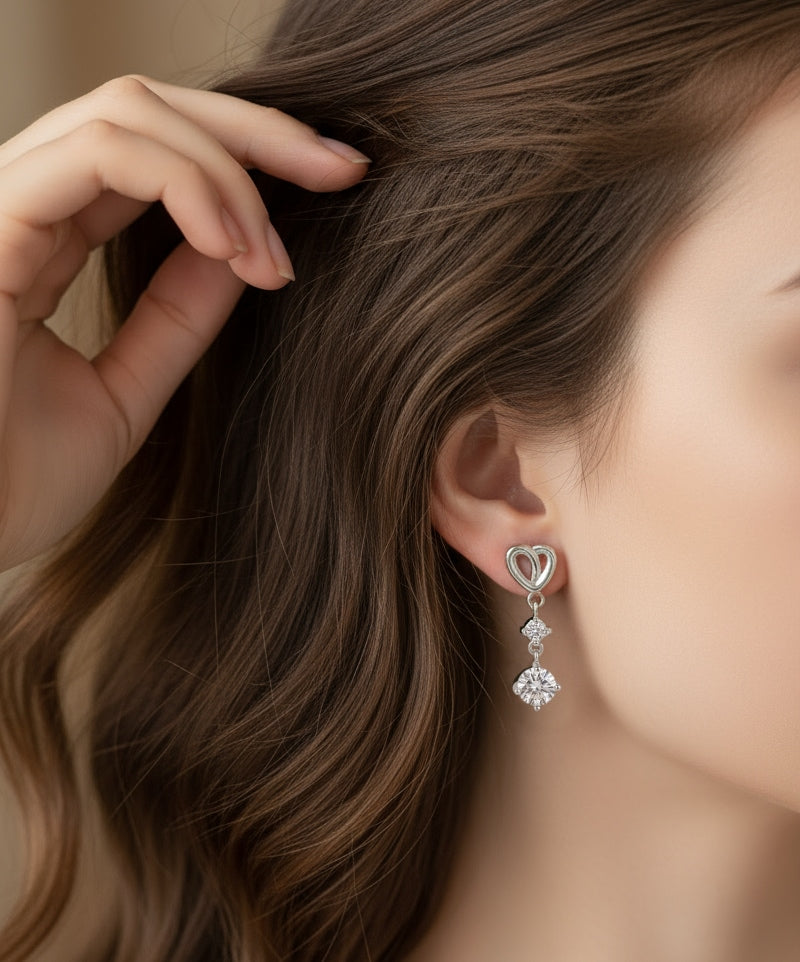 Heart Earrings in Lab Created Moissanite