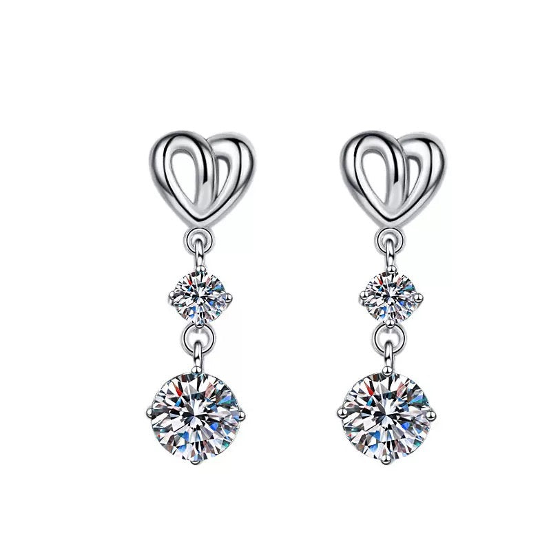 Heart Earrings in Lab Created Moissanite