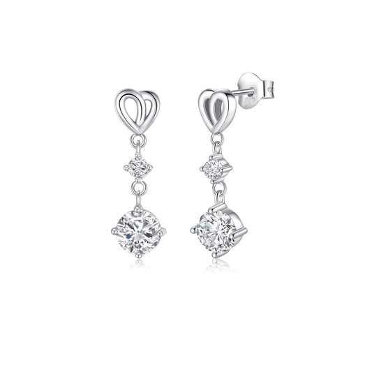 Heart Earrings in Lab Created Moissanite