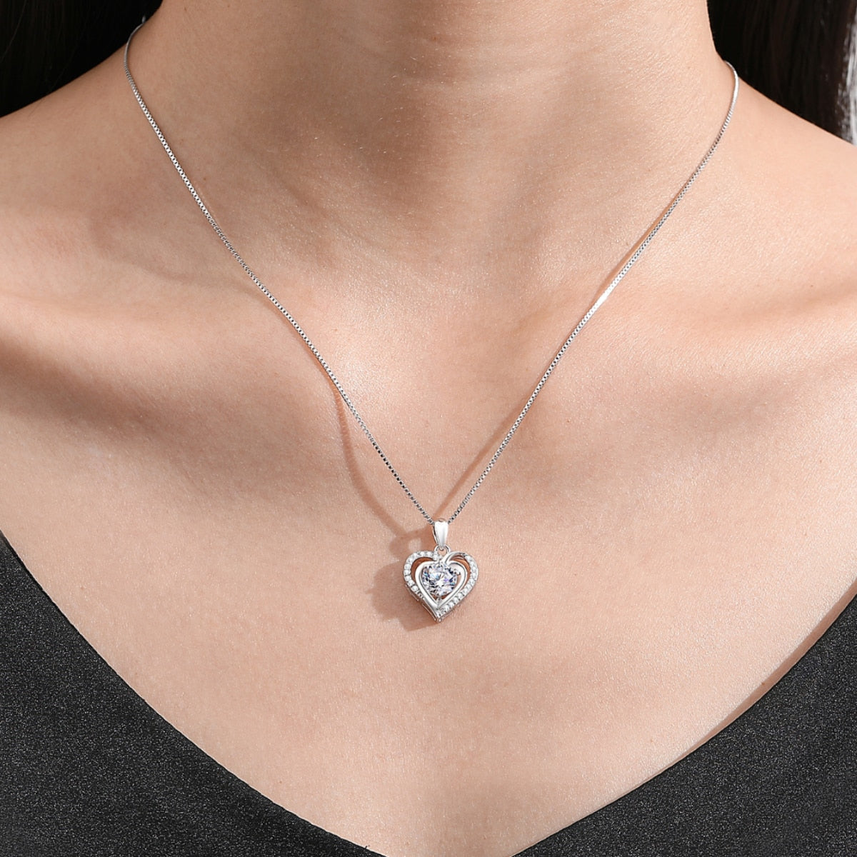 Brigitte 1ctw Lab Created Moissanite Heart Necklace