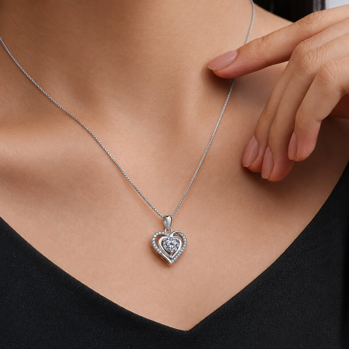 Brigitte Lab Created Moissanite Heart Necklace