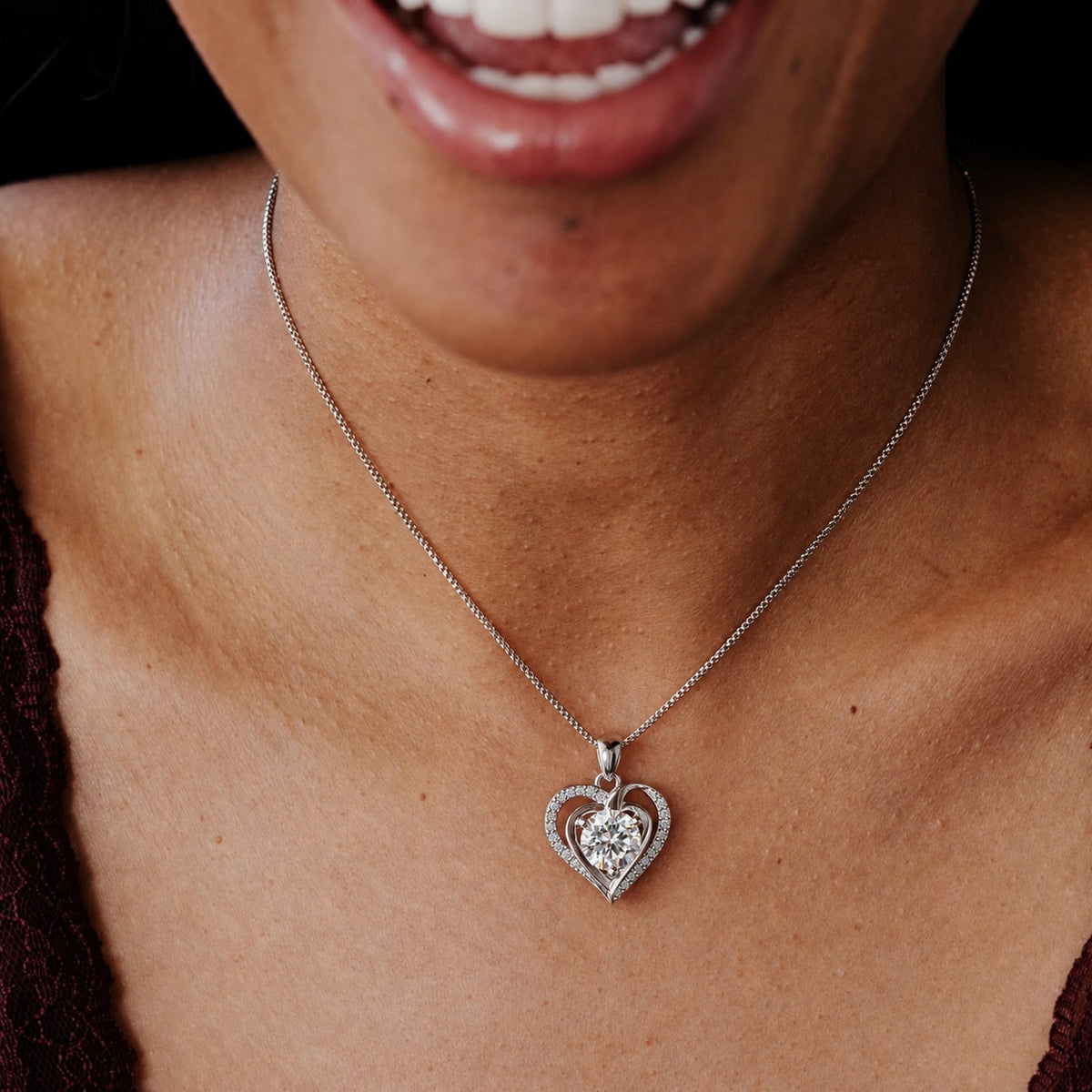 Brigitte Lab Created Moissanite Heart Necklace