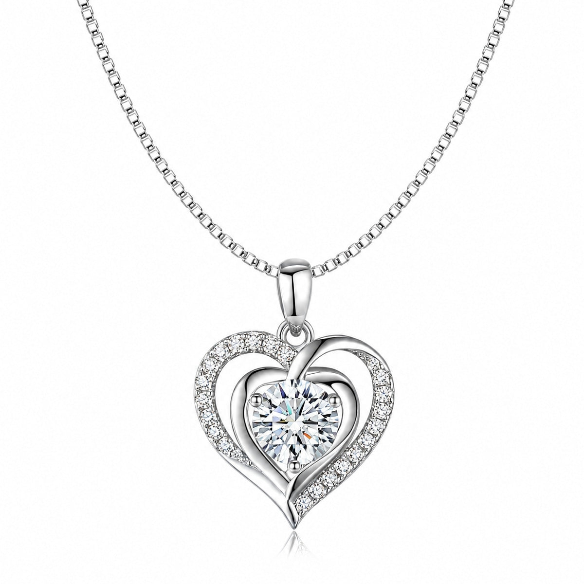 Brigitte 1ctw Lab Created Moissanite Heart Necklace