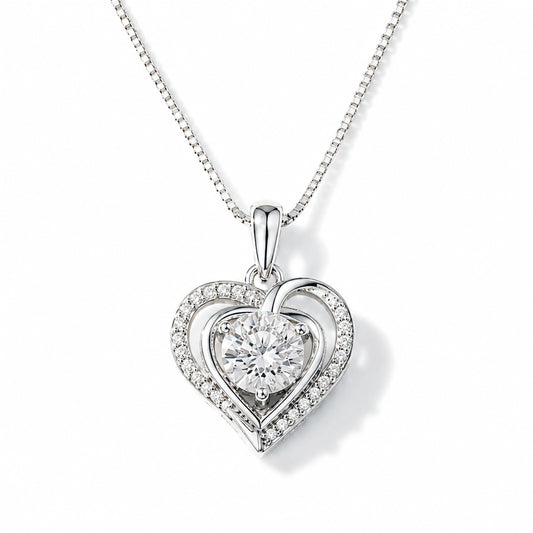 Brigitte Lab Created Moissanite Heart Necklace