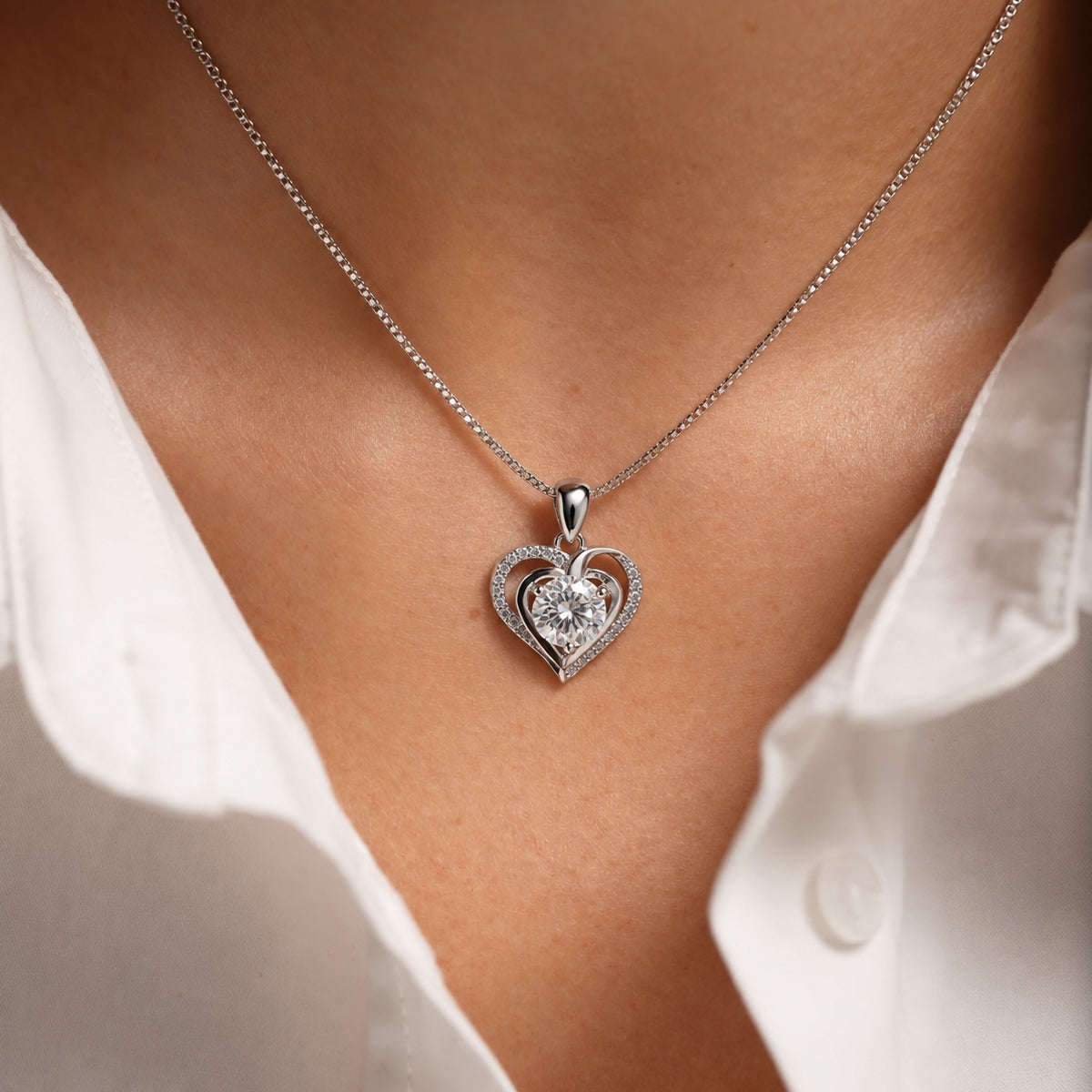 Brigitte Lab Grown Moissanite Heart Necklace