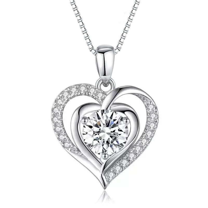 Brigitte 1ctw Lab Created Moissanite Heart Necklace