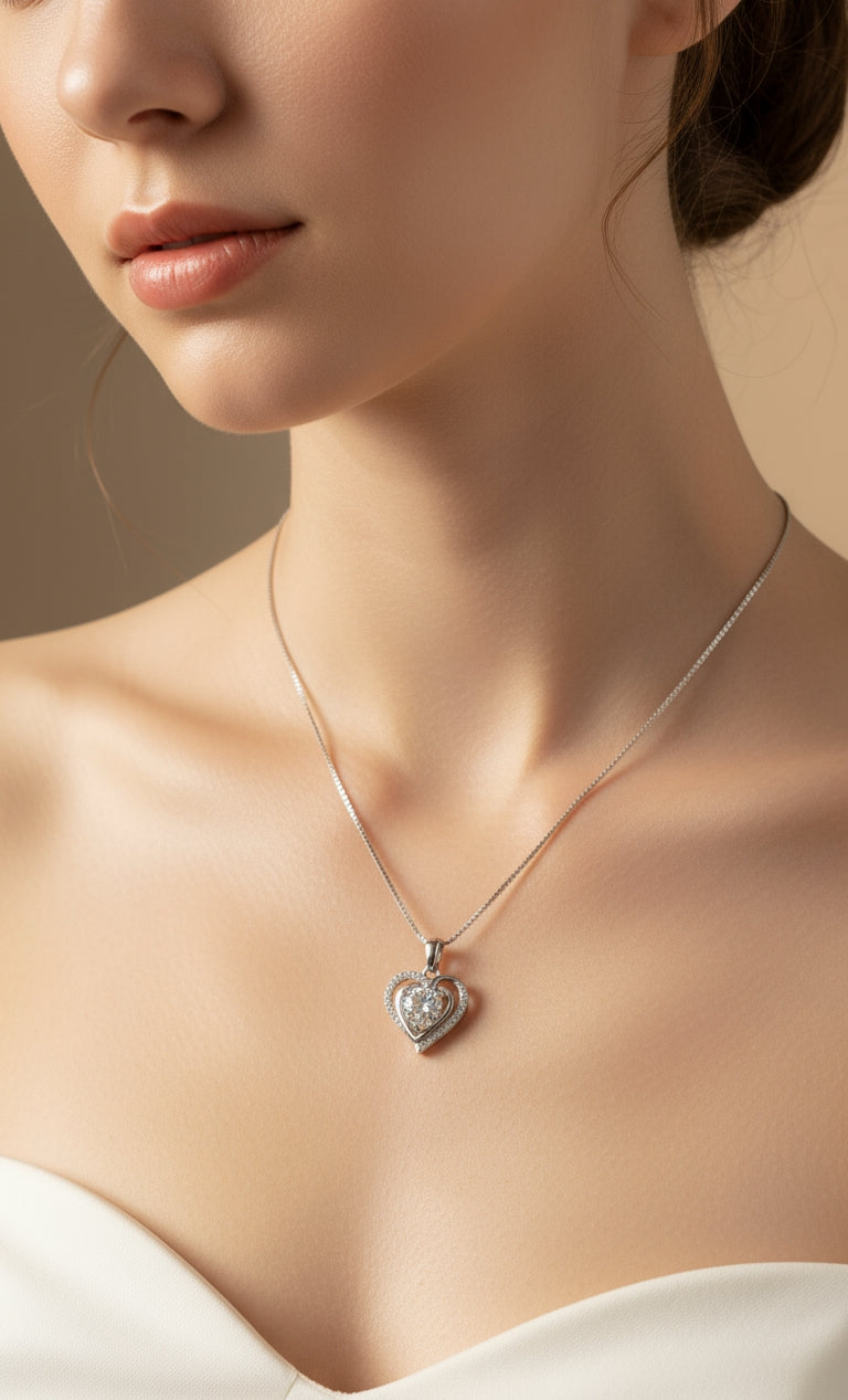 Brigitte Heart Necklace in Moissanite