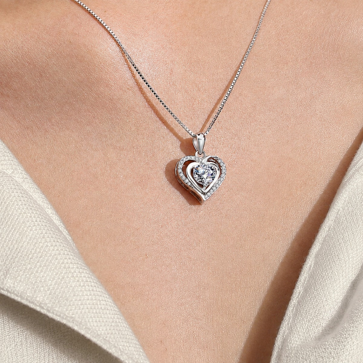 Brigitte Lab Created Moissanite Heart Necklace