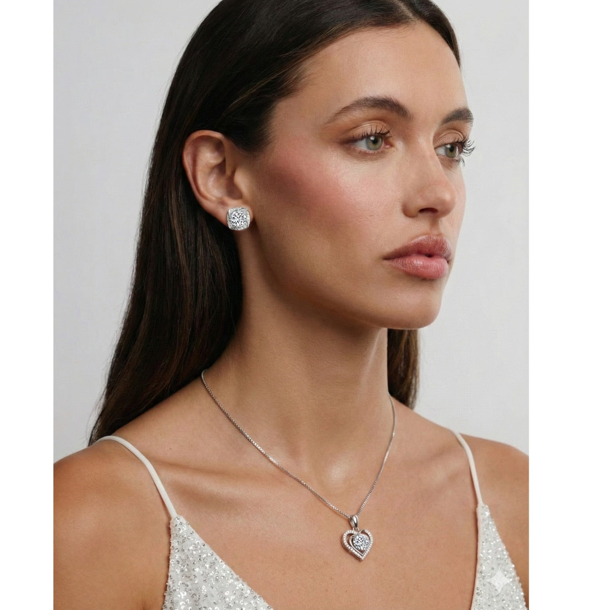 Brigitte 1ctw Lab Created Moissanite Heart Necklace