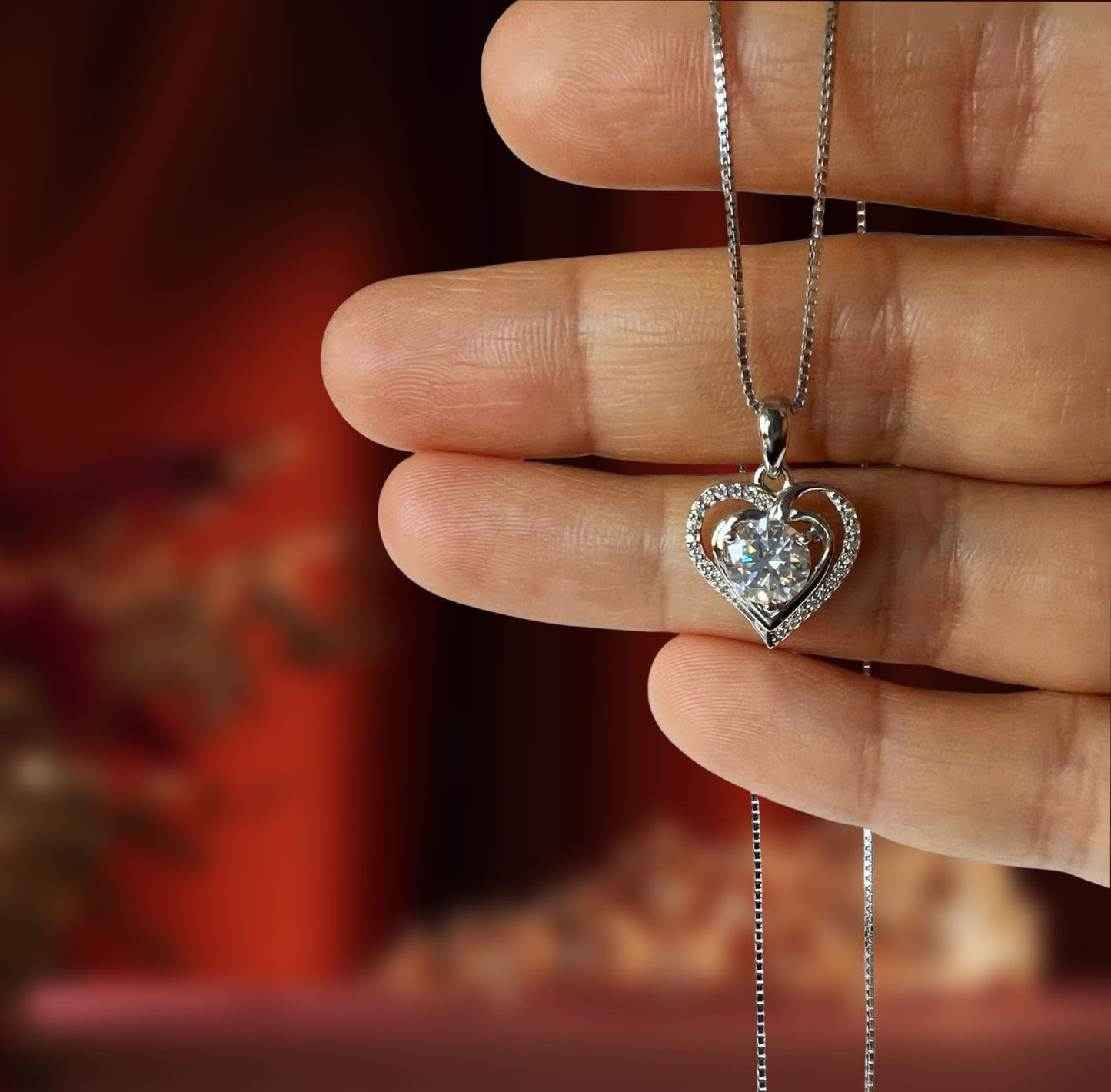 Brigitte Heart Necklace in Moissanite