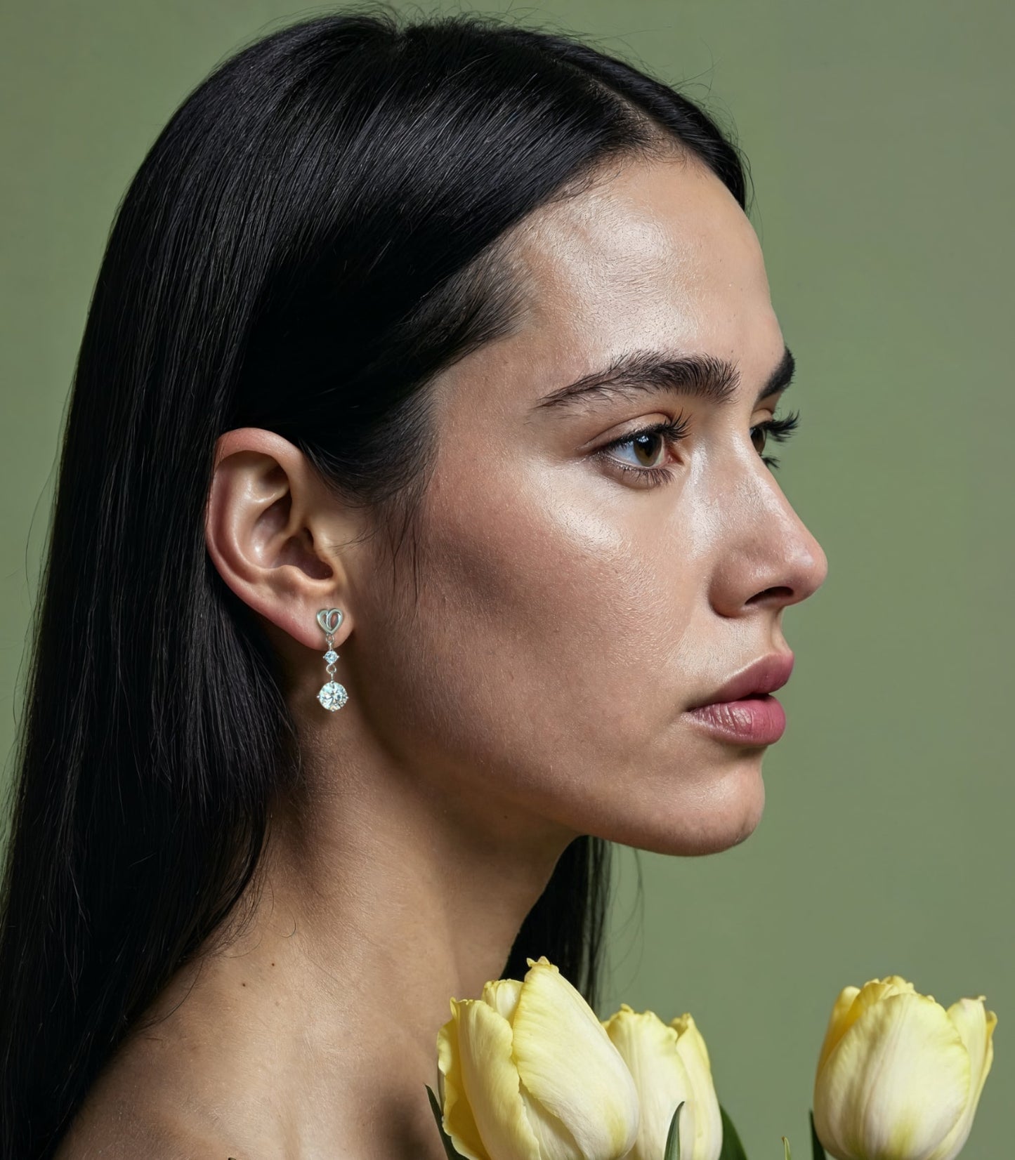 Heart Diamond Earrings in Moissanite