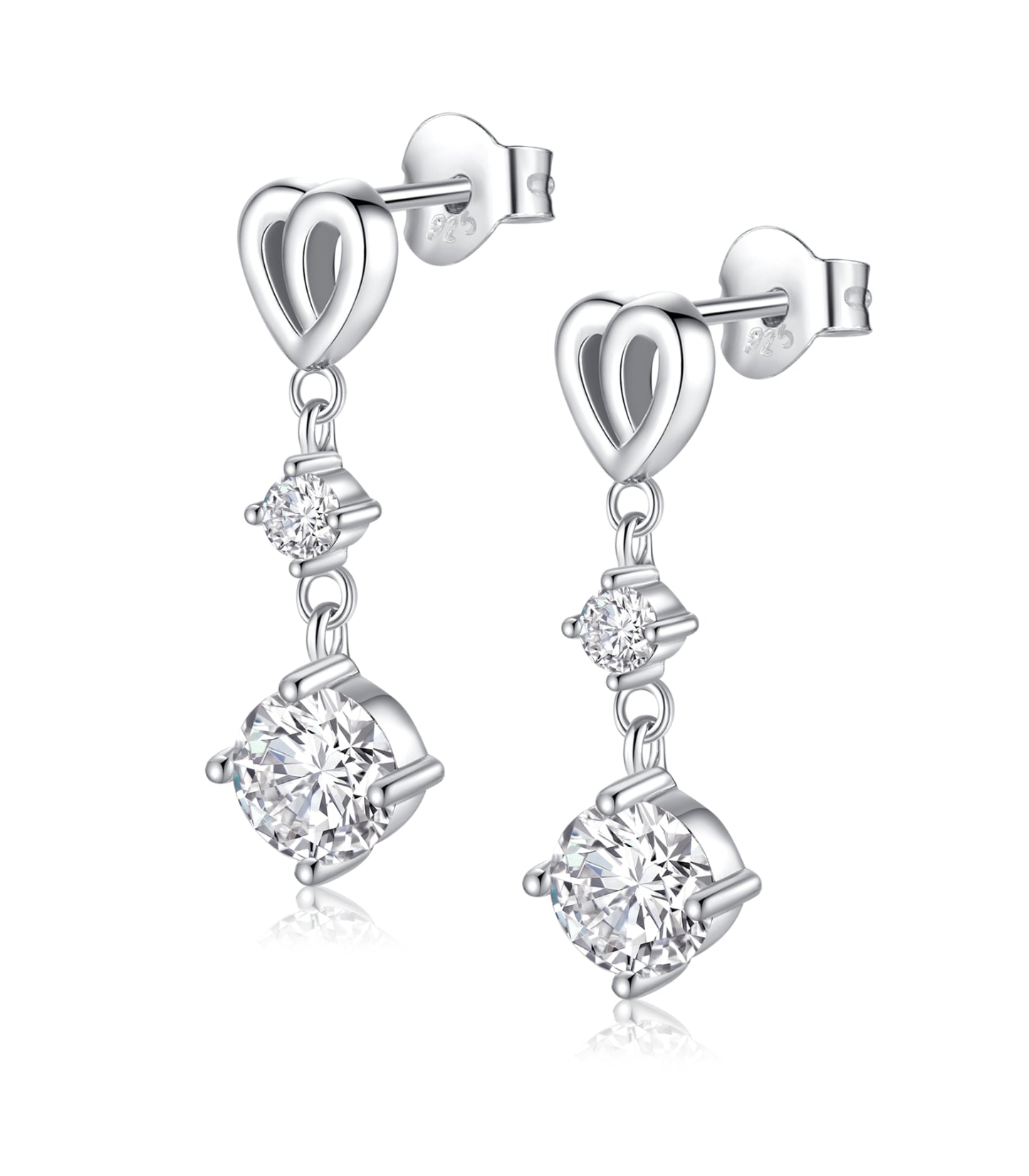 Heart Earrings in Lab Created Moissanite