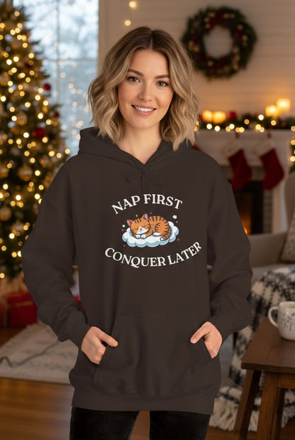 Nap First Conquer Later Unisex Heavy Blend Hoodie