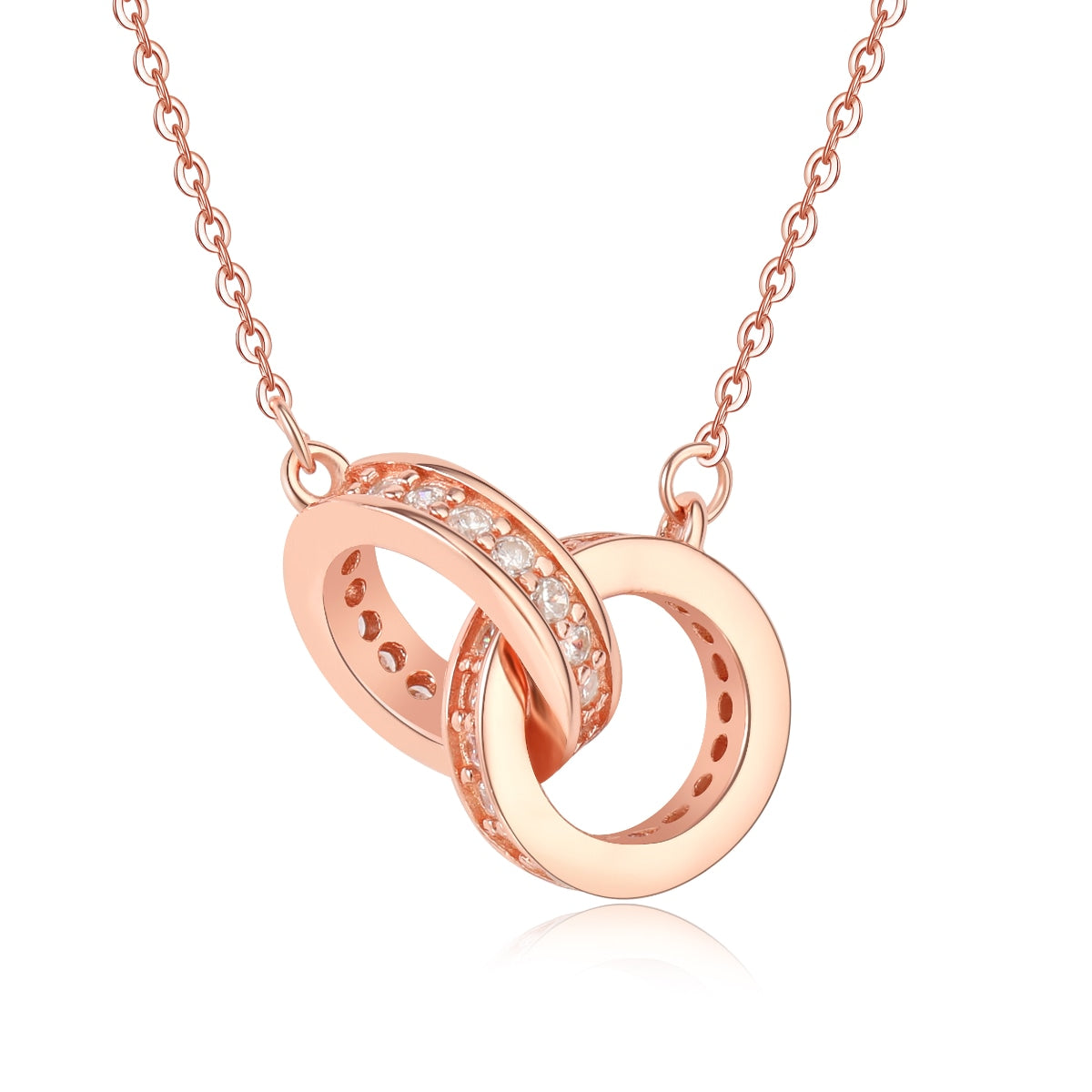 Amélie Interlocking Pendant Necklace in Rose Gold