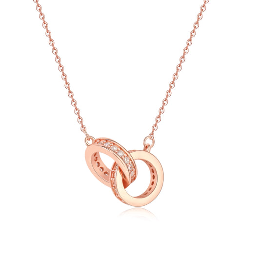Amélie Interlocking Pendant Necklace in Rose Gold