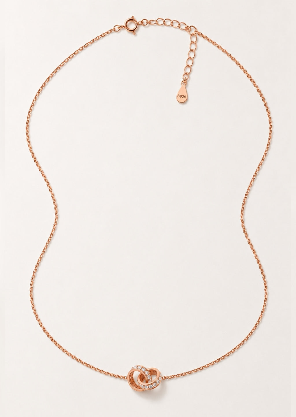 Amélie Interlocking Pendant Necklace in Rose Gold